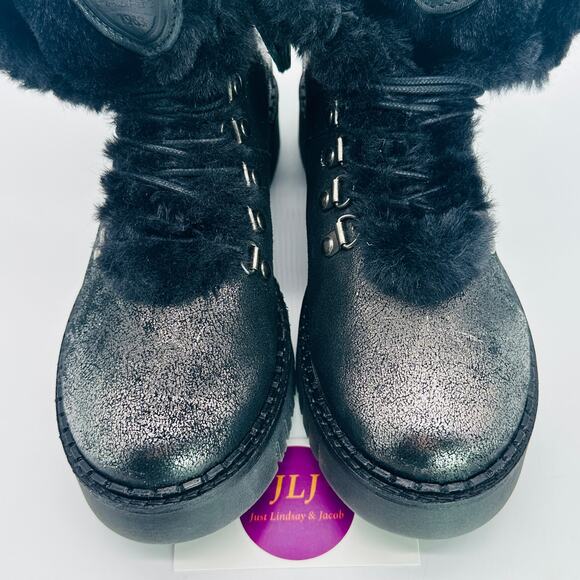 Pajar Women's Penny Faux Fur Pewter Metallic/Black Winter Snow Boots Size 6-6.5 - Picture 4 of 13